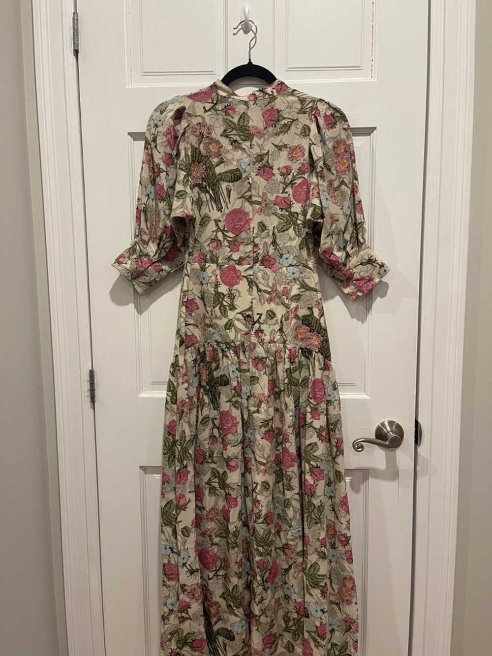 Prairie  Cream Maxi Dress with Pink Floral Print - Picture 2 of 6